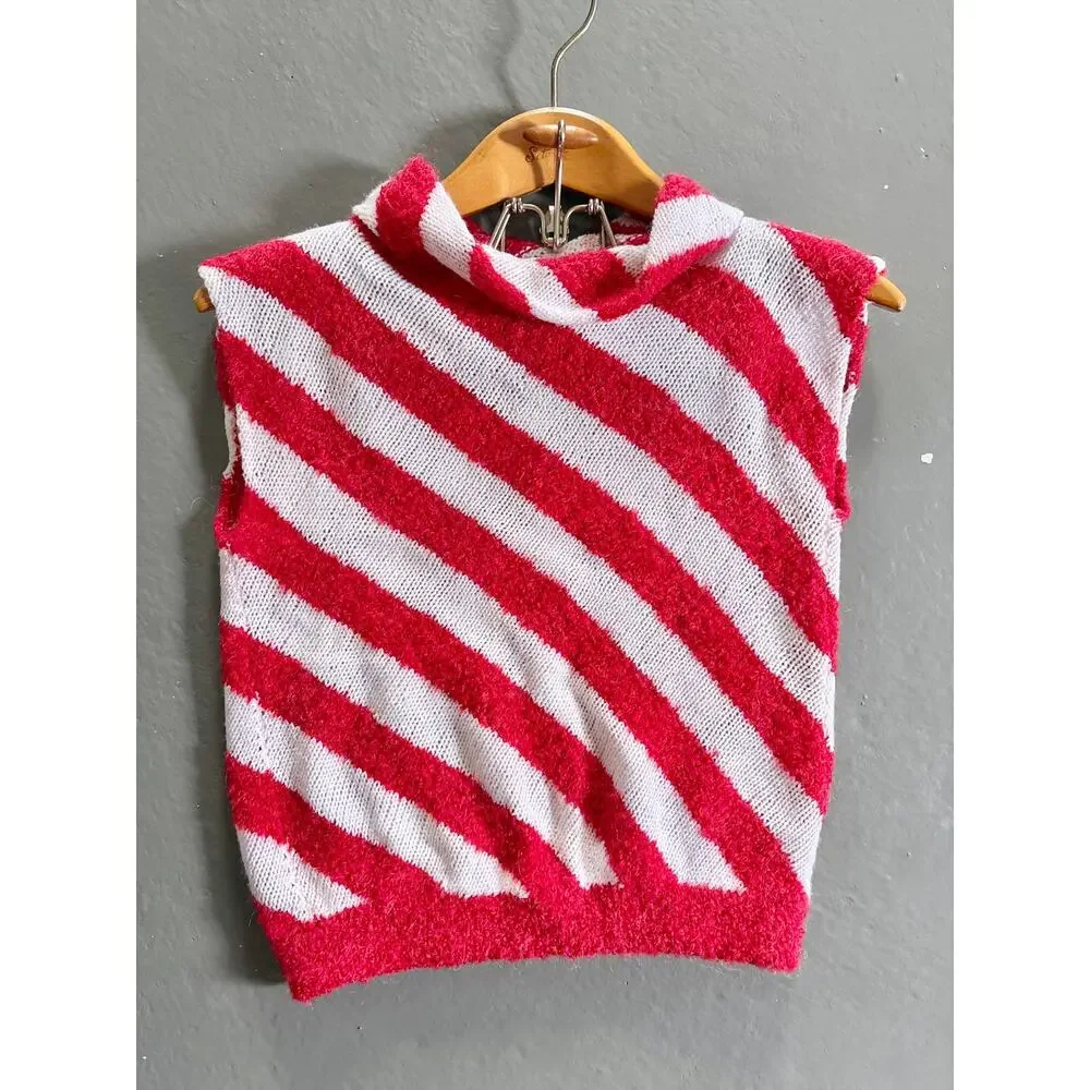 Y2K Cherry Red Fuzzy Knit 3 Piece Set Holiday Party Perfect Size S/M